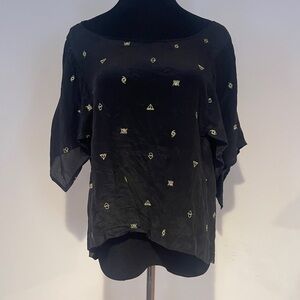 Black Women's Top with Gold Accents